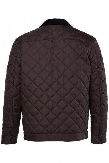JP1880 811805 Prešívaná bunda s menčestrovým golierom Čiernohnedá - Bundy - Bundy Nadmerné Veľkosti 2XL-8XL