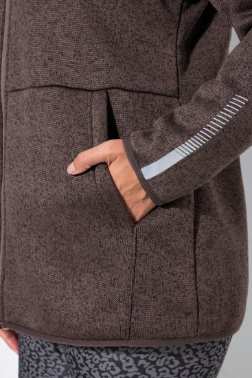 Ulla Popken 812880 Pletená fleecová bunda s teddy fleecom Taupe - Flísové oblečenie - 
