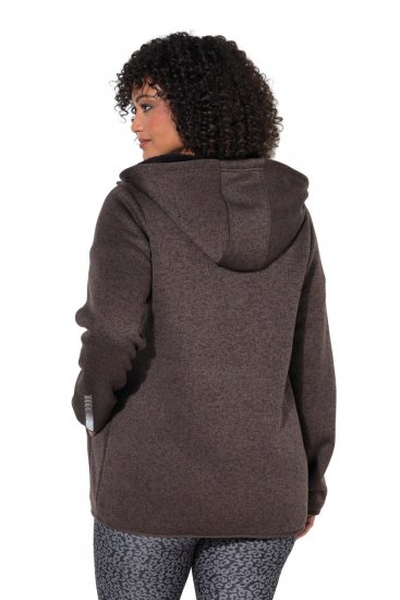 Ulla Popken 812880 Pletená fleecová bunda s teddy fleecom Taupe - Flísové oblečenie - 