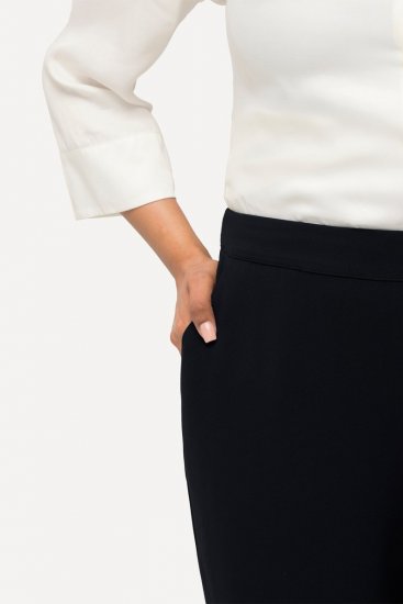Ulla Popken 813306 Široké oblekové nohavice s pružným pásom Tmavomodrá - Látkové nohavice - Dámske široké nohavice plus size
