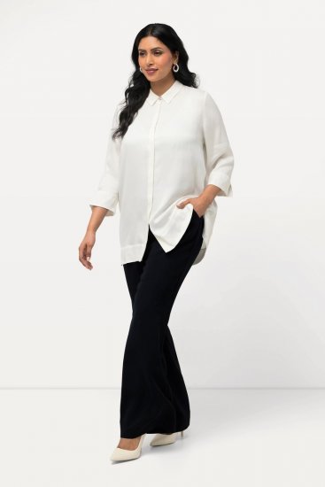 Ulla Popken 813306 Široké oblekové nohavice s pružným pásom Tmavomodrá - Látkové nohavice - Dámske široké nohavice plus size
