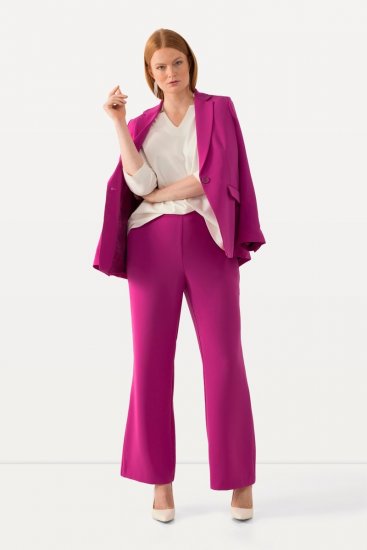 Ulla Popken 813306 Široké oblekové nohavice s pružným pásom Purpurová - Látkové nohavice - Dámske široké nohavice plus size