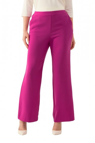 Ulla Popken 813306 Široké oblekové nohavice s pružným pásom Purpurová - Látkové nohavice - Dámske široké nohavice plus size