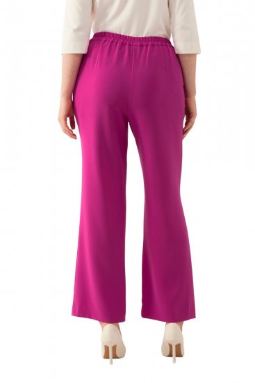 Ulla Popken 813306 Široké oblekové nohavice s pružným pásom Purpurová - Látkové nohavice - Dámske široké nohavice plus size