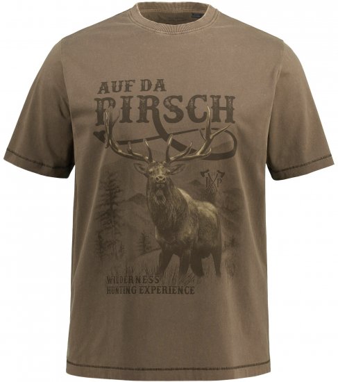 JP1880 Comfortable Fit Vintage Look T-Shirt Light Brown - Tričká - Nadrozmerné tričká - 2XL-14XL