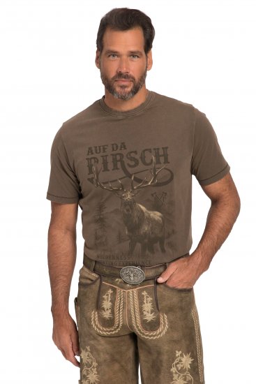 JP1880 Comfortable Fit Vintage Look T-Shirt Light Brown - Tričká - Nadrozmerné tričká - 2XL-14XL