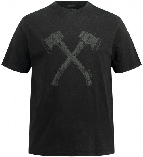 JP1880 Double Axe Design & Vintage Look T-Shirt Black - Tričká - Nadrozmerné tričká - 2XL-14XL