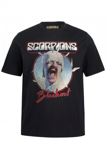 JP1880 Scorpions Blackout Graphic Comfort Fit Band T-Shirt Black - Tričká - Nadrozmerné tričká - 2XL-14XL