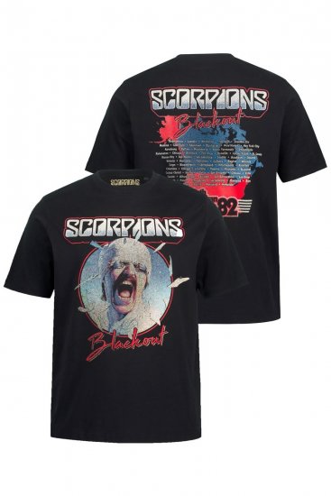 JP1880 Scorpions Blackout Graphic Comfort Fit Band T-Shirt Black - Tričká - Nadrozmerné tričká - 2XL-14XL