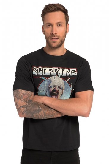 JP1880 Scorpions Blackout Graphic Comfort Fit Band T-Shirt Black - Tričká - Nadrozmerné tričká - 2XL-14XL
