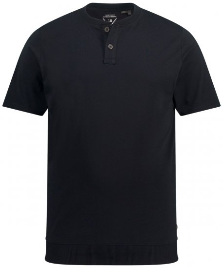 JP1880 818628 Tričko Henley so strihom na bruško Čierna - Tričká - Nadrozmerné tričká - 2XL-14XL