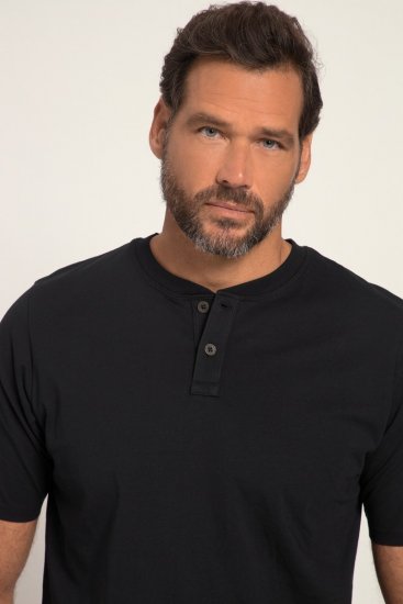 JP1880 818628 Tričko Henley so strihom na bruško Čierna - Tričká - Nadrozmerné tričká - 2XL-14XL