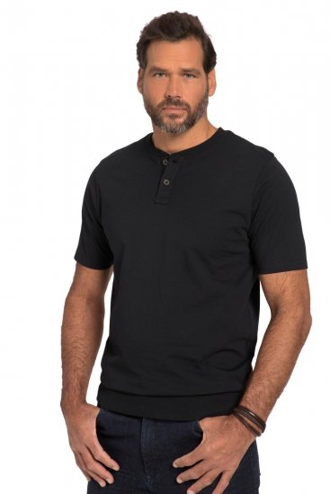 JP1880 818628 Tričko Henley so strihom na bruško Čierna - Tričká - Nadrozmerné tričká - 2XL-14XL