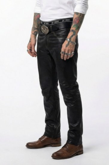 JP1880 Leather Pants Regular Fit Finest Lamb Nappa Black - Džínsy & nohavice - Džínsy a Nohavice - W40-W70