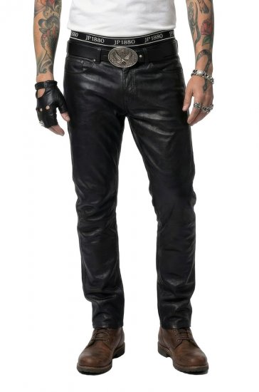 JP1880 Leather Pants Regular Fit Finest Lamb Nappa Black - Džínsy & nohavice - Džínsy a Nohavice - W40-W70
