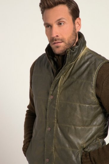 JP1880 Quilted Gilet Vintage Leather Green - Bundy - Bundy Nadmerné Veľkosti 2XL-8XL