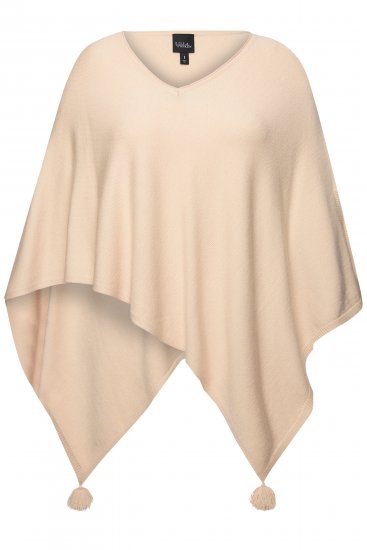 Ulla Popken Knit Pointed Hem Poncho Nature Melange - Mikiny & mikiny bez kapucne - 