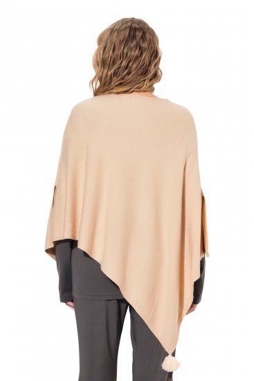 Ulla Popken Knit Pointed Hem Poncho Nature Melange - Mikiny & mikiny bez kapucne - 