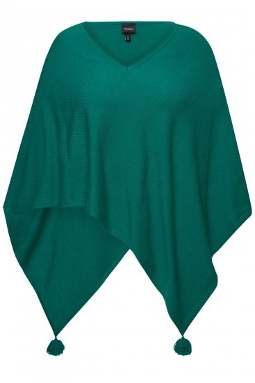 Ulla Popken Knit Pointed Hem Poncho Emerald Green - Mikiny & mikiny bez kapucne - 