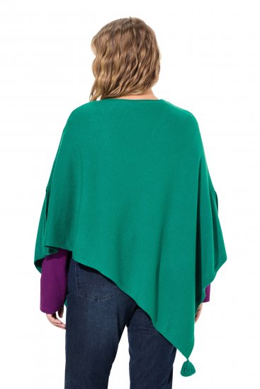 Ulla Popken Knit Pointed Hem Poncho Emerald Green - Mikiny & mikiny bez kapucne - 