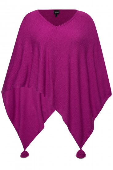 Ulla Popken Knit Pointed Hem Poncho Berry - Mikiny & mikiny bez kapucne - 