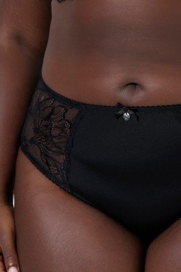 Ulla Popken 822864 Kvetované nohavičky s čipkou Čierna - Nohavičky - 