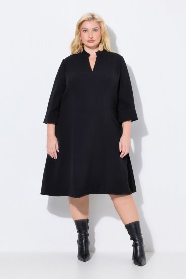 Ulla Popken 823290 Midi šaty s výstrihom do V Čierna - Midi šaty - Midi šaty pre plnoštíhle ženy