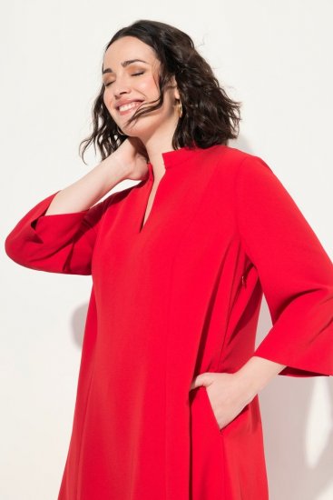 Ulla Popken 823290 Áčkové šaty s vreckami Červená - Midi šaty - Midi šaty pre plnoštíhle ženy