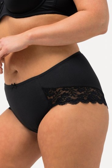 Ulla Popken 824106 Nohavičky s čipkou 2 ks Čierna - Nohavičky - 