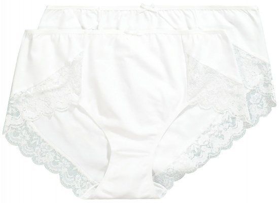 Ulla Popken 824106 Boxerky s čipkou 2 ks Biela - Nohavičky - 
