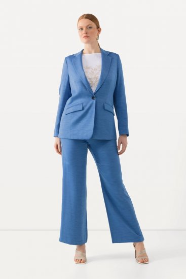 Ulla Popken 826163 Široké oblekové nohavice Denimová modrá - Látkové nohavice - Dámske široké nohavice plus size
