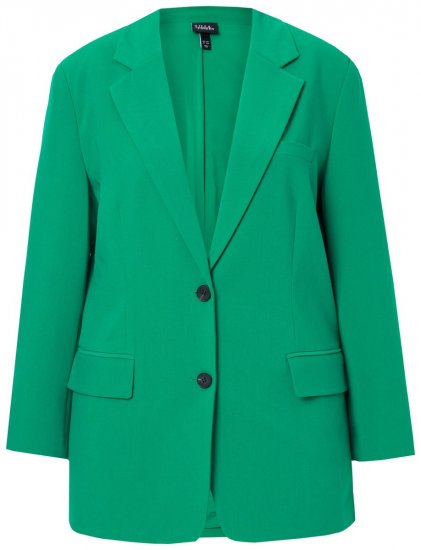 Ulla Popken 826487 Oversize sako s klopovými vreckami Smaragdová - Saká - Saká v nadmerných veľkostiach