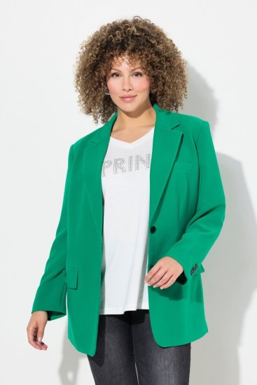 Ulla Popken 826487 Oversize sako s klopovými vreckami Smaragdová - Saká - Saká v nadmerných veľkostiach