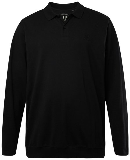 JP1880 827115 Polokošeľa s dlhým rukávom a strihom na bruško Čierna - Polokošele - Polokošele 2XL-8XL