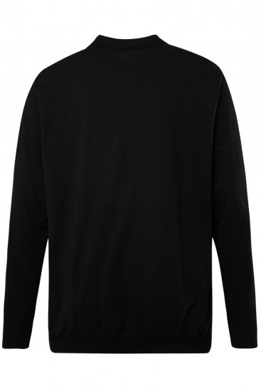 JP1880 827115 Polokošeľa s dlhým rukávom a strihom na bruško Čierna - Polokošele - Polokošele 2XL-8XL