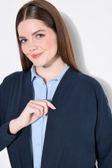 Ulla Popken 827116 Bolerko so stojačikom zo zmesi ľanu Tmavomodrá - Bolerká - 