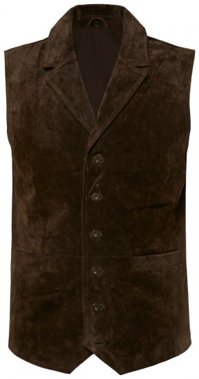 JP1880 827437 Semišová vesta s klopami Tmavohnedá - Obleky - Obleky 2XL-8XL
