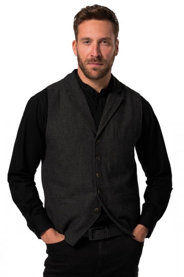JP1880 828736 Tvídová vesta s pleteným zadným dielom Čierna - Obleky - Obleky 2XL-8XL