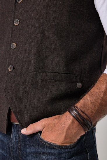 JP1880 828736 Tvídová vesta s pleteným zadným dielom Tmavohnedá - Obleky - Obleky 2XL-8XL