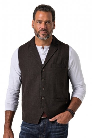 JP1880 828736 Tvídová vesta s pleteným zadným dielom Tmavohnedá - Obleky - Obleky 2XL-8XL