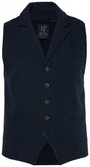 JP1880 828736 Tvídová vesta s pleteným zadným dielom Tmavomodrá - Obleky - Obleky 2XL-8XL