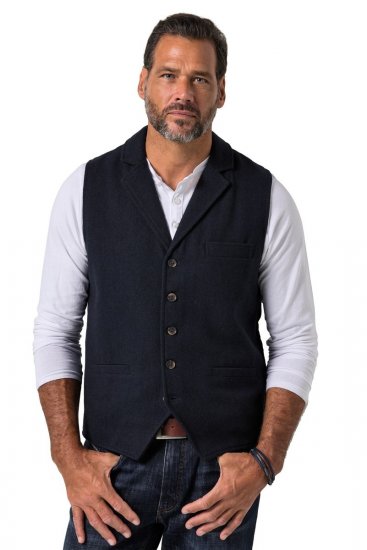 JP1880 828736 Tvídová vesta s pleteným zadným dielom Tmavomodrá - Obleky - Obleky 2XL-8XL