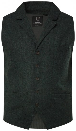 JP1880 828736 Tvídová vesta s pleteným zadným dielom Fľaškovo zelená - Obleky - Obleky 2XL-8XL