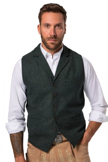 JP1880 828736 Tvídová vesta s pleteným zadným dielom Fľaškovo zelená - Obleky - Obleky 2XL-8XL