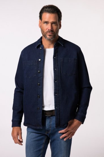JP1880 829251 Džínsová bunda s teddy podšívkou Tmavomodrá - Bundy - Bundy Nadmerné Veľkosti 2XL-8XL