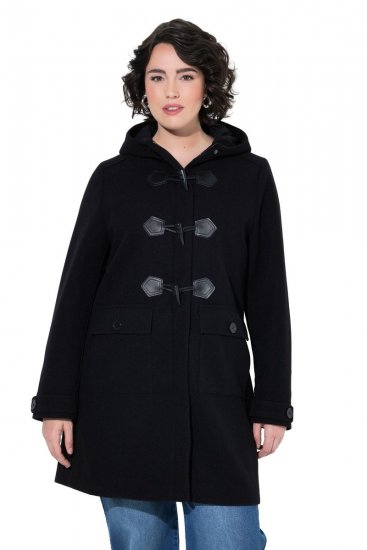 Ulla Popken 829347 Duffle coat Čierna - Kabáty - Dámske kabáty veľkých veľkostí