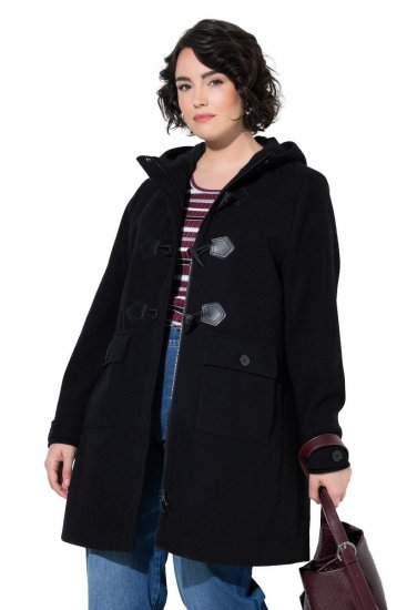 Ulla Popken 829347 Duffle coat Čierna - Kabáty - Dámske kabáty veľkých veľkostí