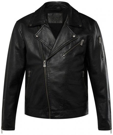 JP1880 830586 Biker bunda z jahňacej nappy Čierna - Bundy - Bundy Nadmerné Veľkosti 2XL-8XL
