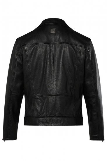 JP1880 830586 Biker bunda z jahňacej nappy Čierna - Bundy - Bundy Nadmerné Veľkosti 2XL-8XL
