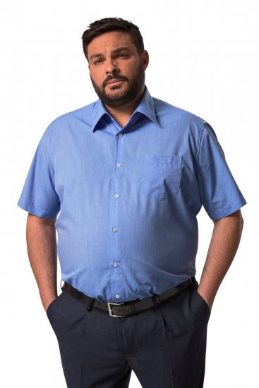 Men+ 758 Business košeľa s krátkym rukávom s otvoreným golierom Svetlomodrá - Košele - Košele 2XL-10XL